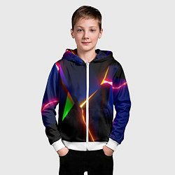 Толстовка на молнии детская Neon colored geometric, цвет: 3D-белый — фото 2