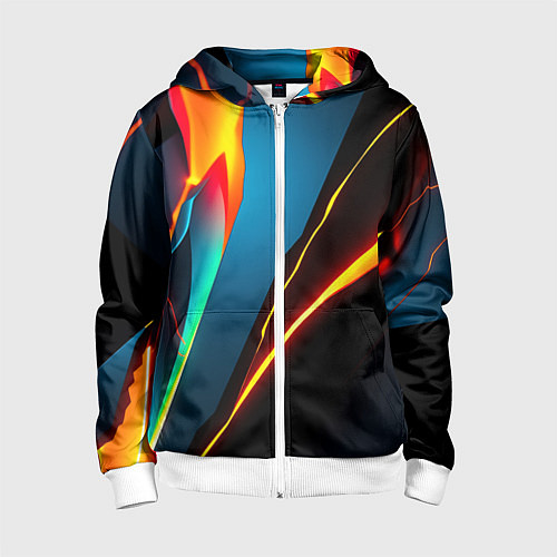 Детская толстовка на молнии Multicoloured neon / 3D-Белый – фото 1