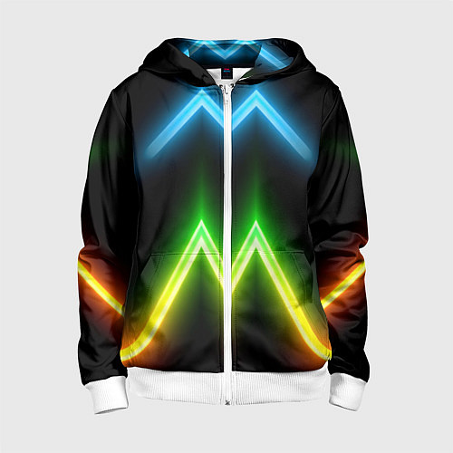 Детская толстовка на молнии Neon multicolored lines / 3D-Белый – фото 1