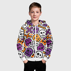 Толстовка на молнии детская Funny skulls, цвет: 3D-белый — фото 2