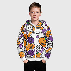 Толстовка на молнии детская Улыбки хэллоуина, цвет: 3D-белый — фото 2