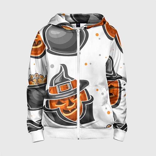 Детская толстовка на молнии Candy halloween / 3D-Белый – фото 1