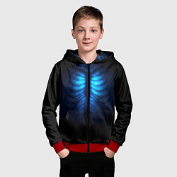 Толстовка на молнии детская Душа синяя - позвоночник и рёбра просвечиваются, цвет: 3D-красный — фото 2