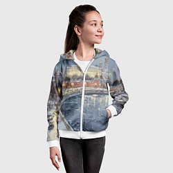 Толстовка на молнии детская Новогодние праздники в Москве, цвет: 3D-белый — фото 2