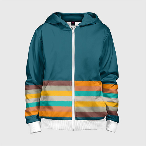 Детская толстовка на молнии Индиго и шумовой градиент заката с текстурой / 3D-Белый – фото 1