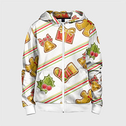 Толстовка на молнии детская Рождественский дух, цвет: 3D-белый