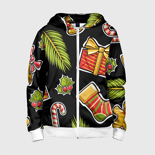 Детская толстовка на молнии Рождественский вайб / 3D-Белый – фото 1