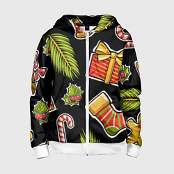 Толстовка на молнии детская Рождественский вайб, цвет: 3D-белый