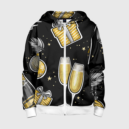 Детская толстовка на молнии Новогодний вайб / 3D-Белый – фото 1