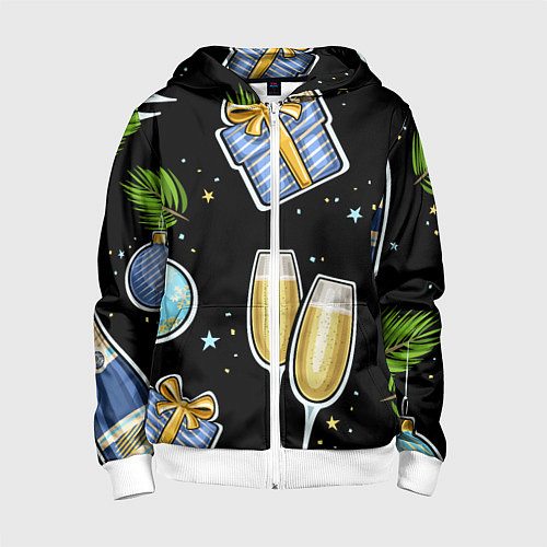 Детская толстовка на молнии Новогодний вайб / 3D-Белый – фото 1