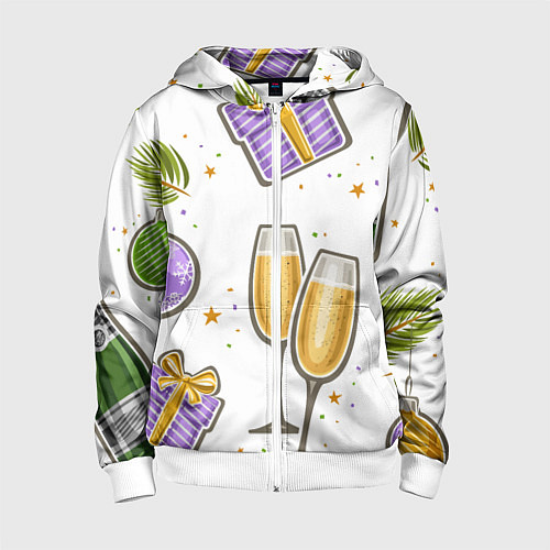 Детская толстовка на молнии Новогодний вайб / 3D-Белый – фото 1