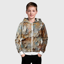 Толстовка на молнии детская Старая штукатурка на стене - абстракция, цвет: 3D-белый — фото 2