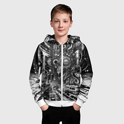 Толстовка на молнии детская Cyber urban skull - ai art fantasy, цвет: 3D-белый — фото 2