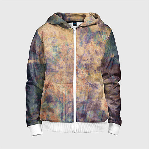 Детская толстовка на молнии Абстракция - pink marble with blue flecks / 3D-Белый – фото 1
