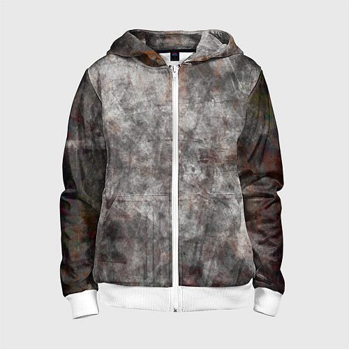 Детская толстовка на молнии Абстракция - gray stone / 3D-Белый – фото 1