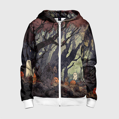 Детская толстовка на молнии Призрачный лес / 3D-Белый – фото 1