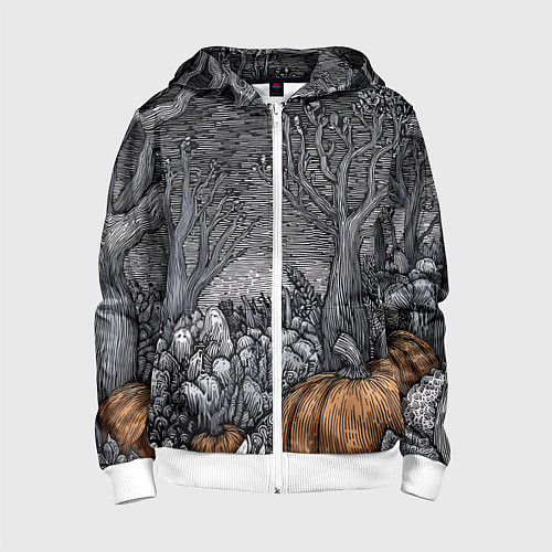 Детская толстовка на молнии Осенние шалости духов / 3D-Белый – фото 1