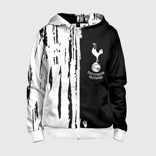Детская толстовка на молнии Tottenham Hotspur белые краски / 3D-Белый – фото 1