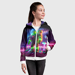 Толстовка на молнии детская Космонавт Шрук в неоновом скафандре на загадочной, цвет: 3D-белый — фото 2