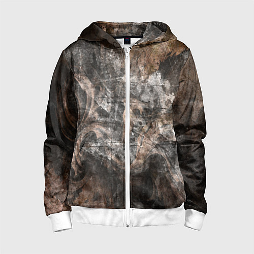 Детская толстовка на молнии Абстракция - brown darkness / 3D-Белый – фото 1
