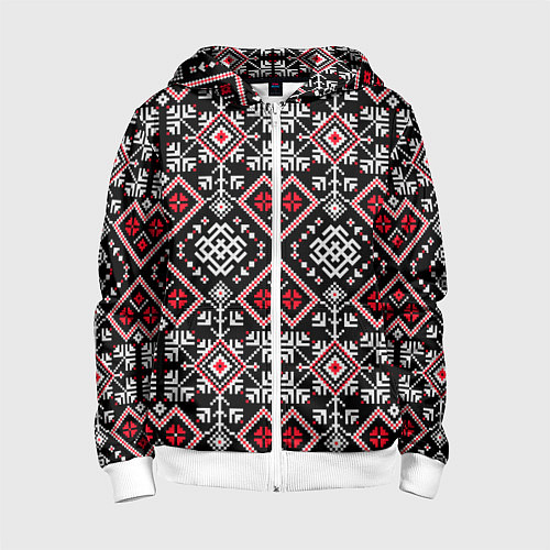 Детская толстовка на молнии Славянский орнамент обережный / 3D-Белый – фото 1