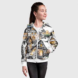 Толстовка на молнии детская Объемные новогодние дома, цвет: 3D-белый — фото 2