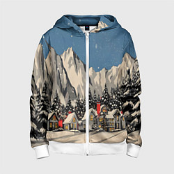Детская толстовка на молнии Небольшой новогодний город в горах