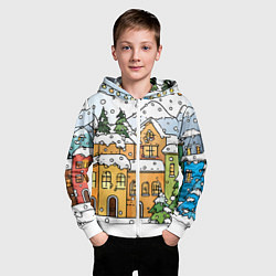 Толстовка на молнии детская Новогодний снегопад, цвет: 3D-белый — фото 2