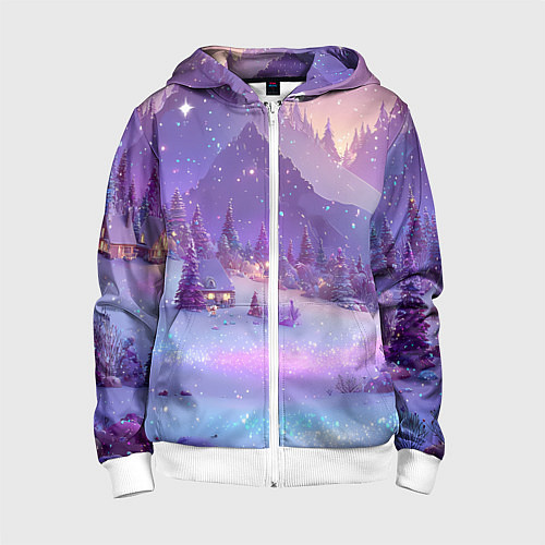 Детская толстовка на молнии Новогодняя магическая атмосфера / 3D-Белый – фото 1