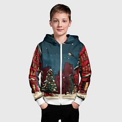Толстовка на молнии детская Новогодняя ночь, цвет: 3D-белый — фото 2