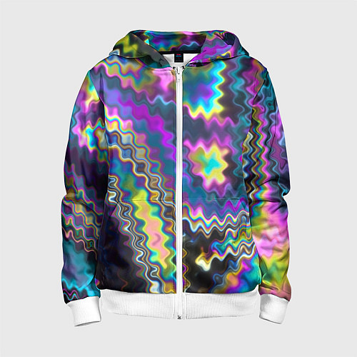 Детская толстовка на молнии Абстракция переливы / 3D-Белый – фото 1