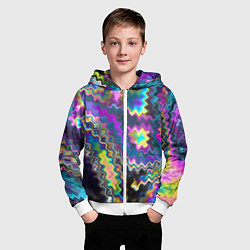 Толстовка на молнии детская Абстракция переливы, цвет: 3D-белый — фото 2