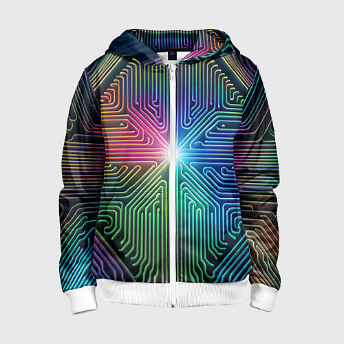 Детская толстовка на молнии Линейная графика / 3D-Белый – фото 1