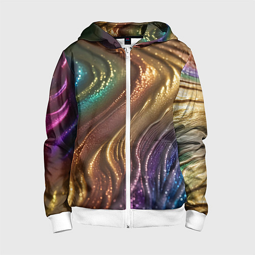 Детская толстовка на молнии Сморщенные складочки жидкости / 3D-Белый – фото 1