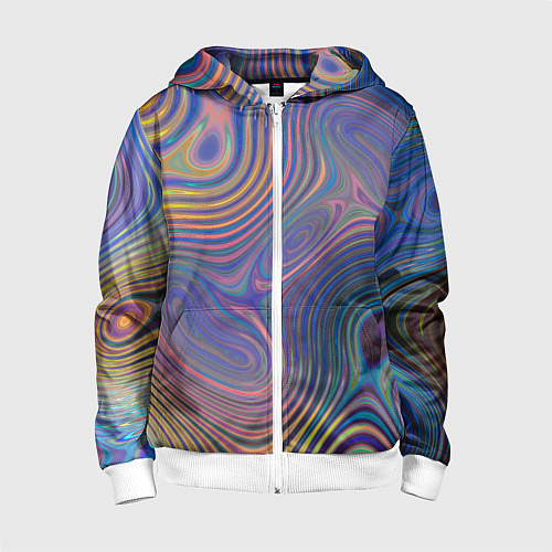 Детская толстовка на молнии Абстрактная рябь / 3D-Белый – фото 1