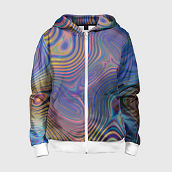 Толстовка на молнии детская Абстрактная рябь, цвет: 3D-белый