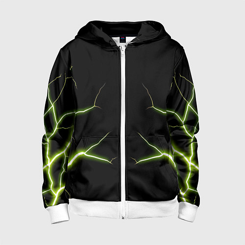 Детская толстовка на молнии Color green black / 3D-Белый – фото 1