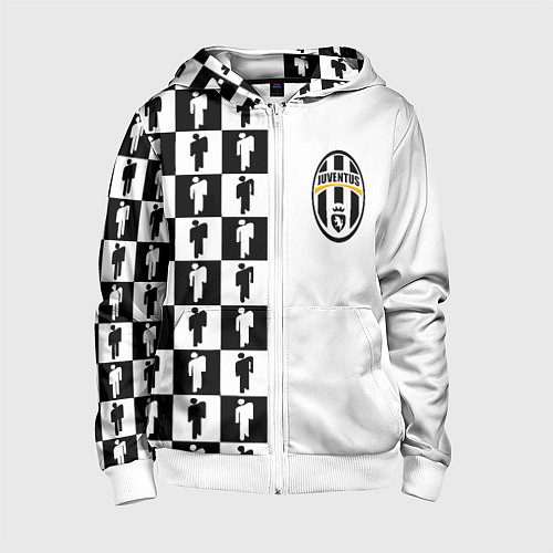 Детская толстовка на молнии Ювентус паттерн люди / 3D-Белый – фото 1