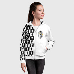 Толстовка на молнии детская Ювентус паттерн люди, цвет: 3D-белый — фото 2