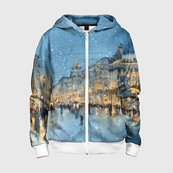 Детская толстовка на молнии Снежный вечер Санкт-Петербурга