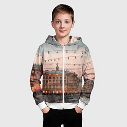 Толстовка на молнии детская Новогодний зимний Питер, цвет: 3D-белый — фото 2