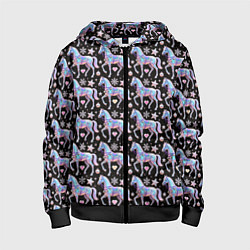 Детская толстовка на молнии Новогодние лошади y2k