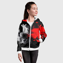 Толстовка на молнии детская Белая и красная краска на черном фоне, цвет: 3D-белый — фото 2