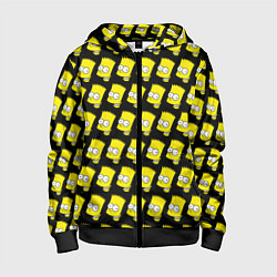 Толстовка на молнии детская Барт Симпсон: узор, цвет: 3D-черный