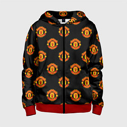 Толстовка на молнии детская Manchester United Pattern, цвет: 3D-красный