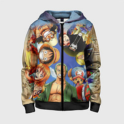 Толстовка на молнии детская One Piece, цвет: 3D-черный