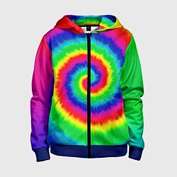 Толстовка на молнии детская Tie dye, цвет: 3D-синий