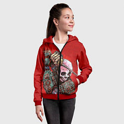 Толстовка на молнии детская Скелет, цвет: 3D-красный — фото 2
