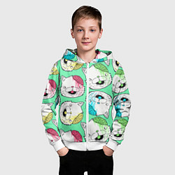Толстовка на молнии детская Drop Dead: Kitty Heads, цвет: 3D-белый — фото 2
