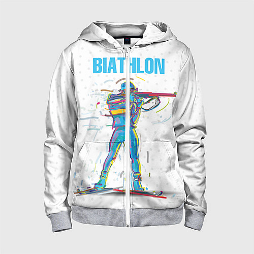 Детская толстовка на молнии Биатлон / 3D-Меланж – фото 1